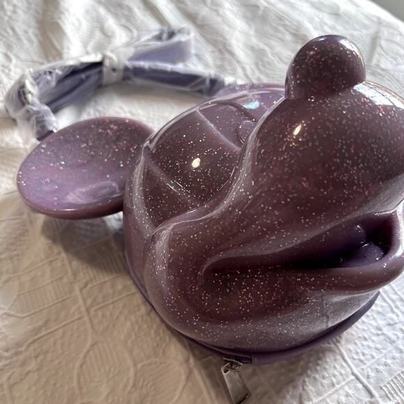 Loungefly Purple Glitter Mickey Head Crossbody - Picture 3 of 7